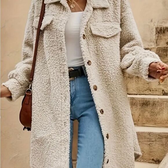 Teddy Sherpa Shirt Coat. Button down. Brand new 4x - Picture 1 of 8